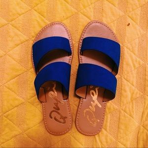 Qupid Blue Fashion Slip Ons